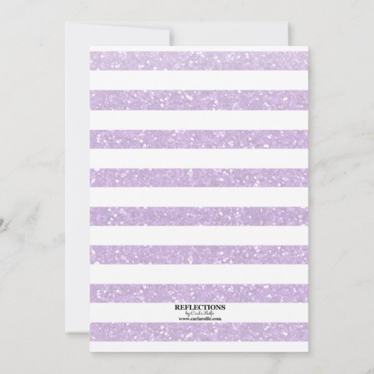 ラベンダーグリッター写真テンプレートスウィート16パーティー 招待状 (裏面)