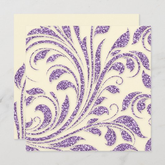 ラベンダーグリッター葉春の結婚式招待状 招待状 (正面/裏面)