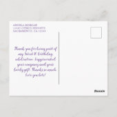 ラベンダーグリッター スイート16 ハート ありがとう ポストカード (裏面)