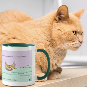 ラベンダーグリーンのお茶目ジンジャーピーカブーキャット マグカップ