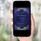 ラベンダーグリーンのネイビーブルー結婚ラグジュアリーズ 招待状