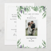 ラベンダーグリーンのモダンな結婚式の招待状 招待状 (正面/裏面)