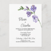 ラベンダーグリーンフローラ結婚式招待状 ポストカード (正面)