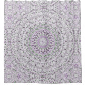 ラベンダーグリーンマンダラパターンデザイン シャワーカーテン (正面)