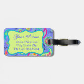 ラベンダーグリーンモダンペイズリーパターンモノグラム ラゲッジタグ (裏面横)