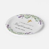 ラベンダーグリーンリーバイオレット花模様確認 ペーパープレート (アングル)