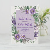 ラベンダーグリーンリーパープルフローラブライダルシャワー 招待状 (スタンド正面)