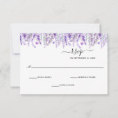 ラベンダーグリーンリーフローラボタニアルエレガントな結婚式 出欠カード (正面)