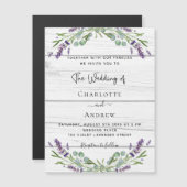 ラベンダーグリーンリー白い木のラグジュアリー結婚ズ マグネット招待状 (正面/裏面)