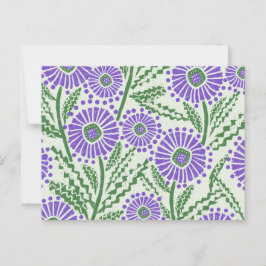ラベンダーグリーン及びホワイトブロックプリント ポストカード