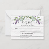 ラベンダーグリーン白木結婚の反応RSVP ノートカード (正面)