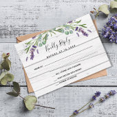 ラベンダーグリーン白木結婚の反応RSVP ノートカード