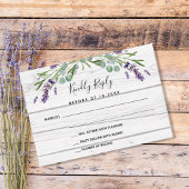 ラベンダーグリーン白木結婚の反応RSVP 出欠カード