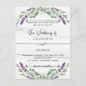 ラベンダーグリーン白木QRコード結婚ズ インビテーションポストカード (正面)