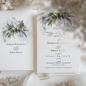 ラベンダーグリーン結婚リーのゴールドフォイルのアクセント 箔招待状