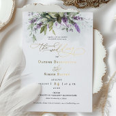 ラベンダーグリーン結婚リーのゴールドフォイルのアクセント 箔招待状