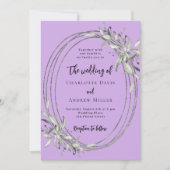 ラベンダーグリーン結婚リー 招待状 (正面)