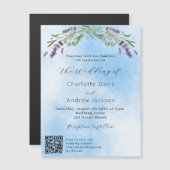 ラベンダーグリーン青QRコード高級結婚品 マグネット招待状 (正面/裏面)