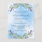 ラベンダーグリーン青QRコー結婚ド インビテーションポストカード (正面)