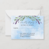 ラベンダーグリーン青QR結婚の対応RSVP ノートカード (正面)