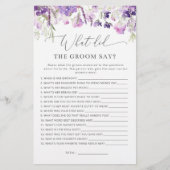 ラベンダーグルーマーは何と言ったブライダルシャワーゲーム (正面)