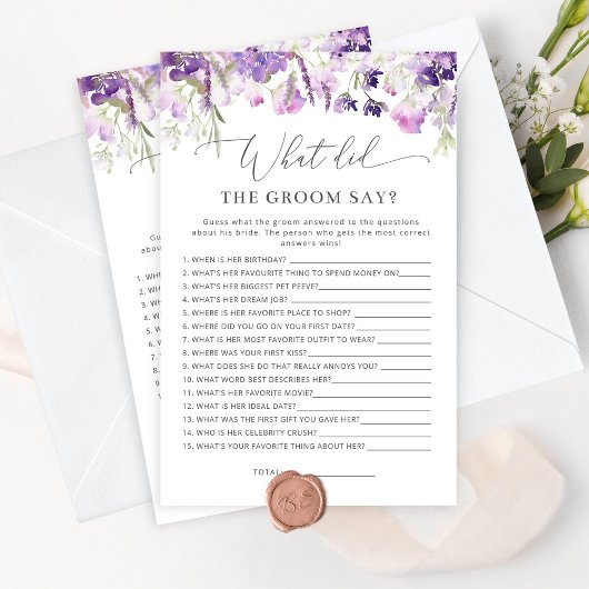 ラベンダーグルーマーは何と言ったブライダルシャワーゲーム