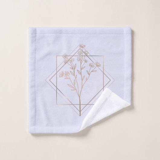 ラベンダーグレーとゴールデンフローラデザイン バスタオルセット (ウォッシュタオル)