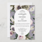 ラベンダーグレーのホワイトア結婚ネモン 招待状 (正面)