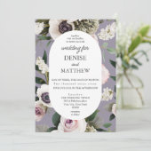 ラベンダーグレーのホワイトア結婚ネモン 招待状 (スタンド正面)