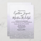 ラベンダーグレーウォーターカラー結婚式招待状 招待状 (正面/裏面)