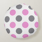 ラベンダーグレーエクストララージ水玉模様ラウンドピロー ラウンドクッション (裏面)