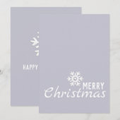 ラベンダーグレークリスマスカードホワイトスノーフレーク シーズンカード (正面/裏面)