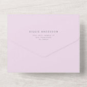 ラベンダーグレーフローラガールベビーイン開花シャワー オールインワン招待状 (裏面)