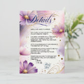 ラベンダーコスモス花QRコード詳細カード 招待状 (スタンド正面)