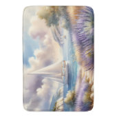 ラベンダーコーストシルボートウォーターカラーシーン バスマット (正面縦)