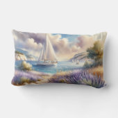 ラベンダーコーストシルボートウォーターカラーシーン ランバークッション (裏面)