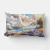 ラベンダーコーストシルボートウォーターカラーシーン ランバークッション (正面)