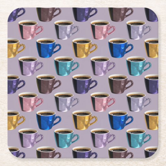 ラベンダーコーヒーカップ スクエアペーパーコースター (正面)