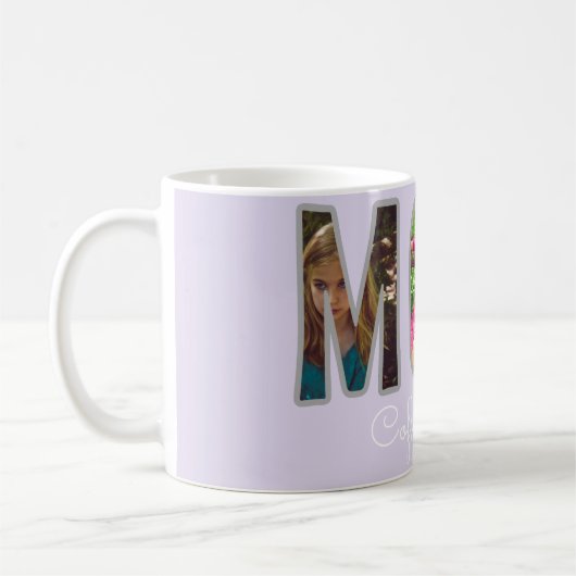 ラベンダーコーヒーファーストMOMフォトコラージュ コーヒーマグカップ (左)