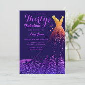 ラベンダーコーブラグジュアリーガウン30th誕生日招待状 招待状 (スタンド正面)