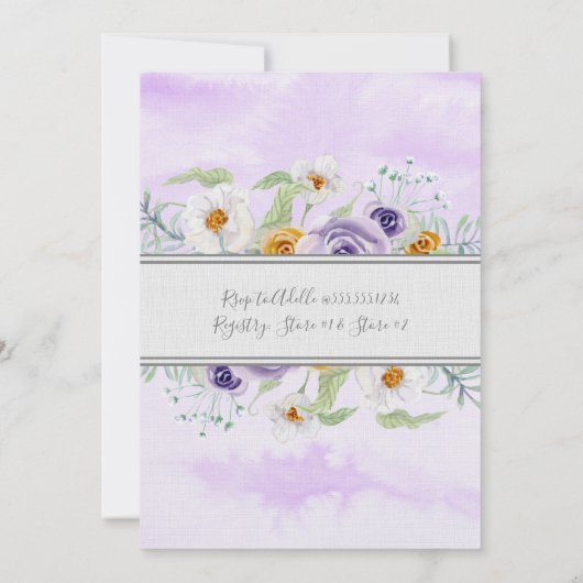 ラベンダーゴールデンアンバーバラフローラベビーシャワーガール 招待状 (裏面)