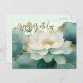 ラベンダーゴールドエッジのハッピーバースデー ポストカード (正面/裏面)