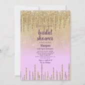 ラベンダーゴールドグリッターオンブレドリップ ブライダルシャワー 招待状 (正面)
