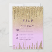 ラベンダーゴールドグリッターオンブレ垂れ流し豪華RSVP 招待状 (正面)