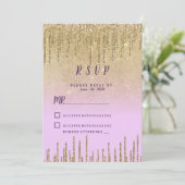 ラベンダーゴールドグリッターオンブレ垂れ流し豪華RSVP 招待状 (スタンド正面)