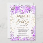 ラベンダーゴールドグリッター フラワーチックな花嫁のシャワー 招待状 (正面)