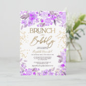 ラベンダーゴールドグリッター フラワーチックな花嫁のシャワー 招待状 (スタンド正面)