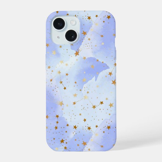 ラベンダーゴールドスター柄 iPhone 15ケース (裏面)