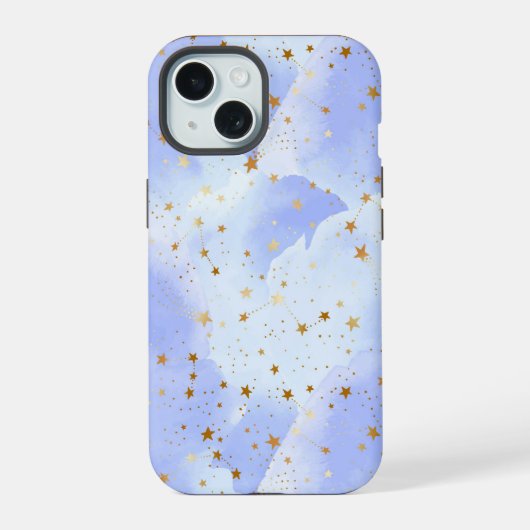 ラベンダーゴールドスター柄 iPhone 15ケース (裏面)