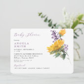 ラベンダーサンフラワーフローラベビーシャワー招待状 招待状 (スタンド正面)